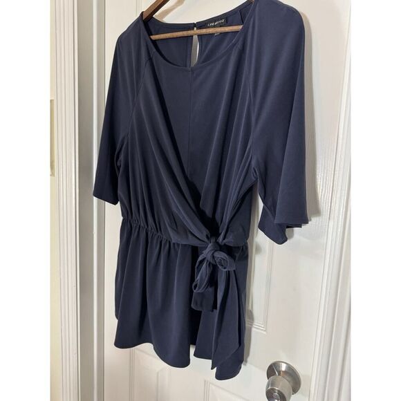 Lane Bryant Women's Blue Cross Body Front Tied Blouse Shirt Size 14/16 Career - Picture 1 of 6